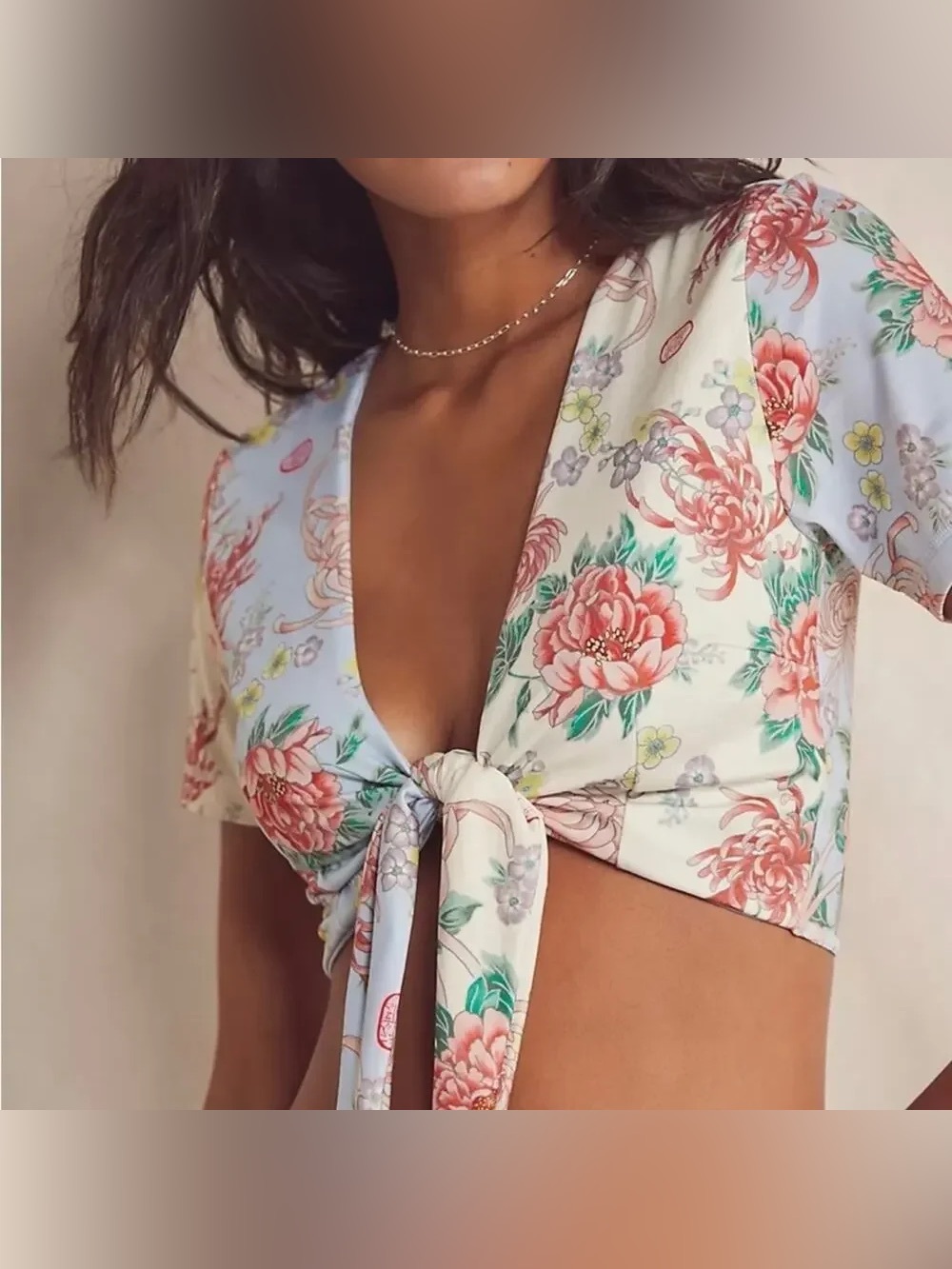 We are HAH All Tied Up Reversible Top Kyoto Kimono Blue Small